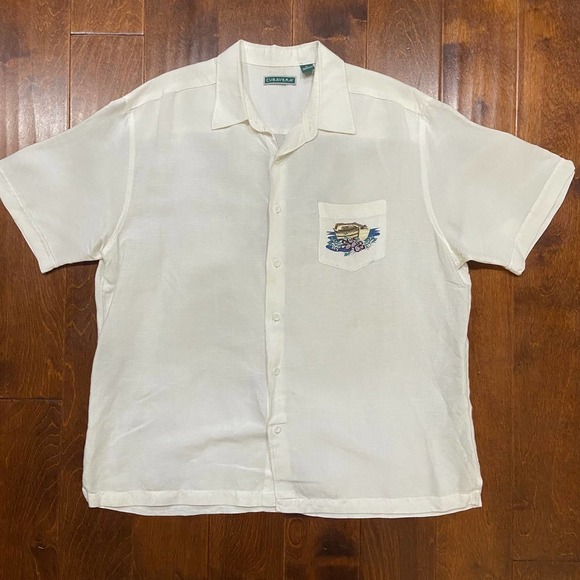 Cubavera Tropical Linen Rayon Blend Cream Button Front Men's Shirt Sz XL - Picture 2 of 9